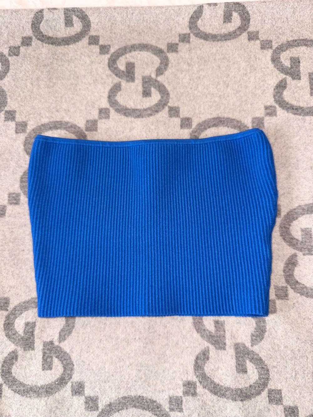 Babaton Sculpt Knit Royal Blue Ribbed Tube Top